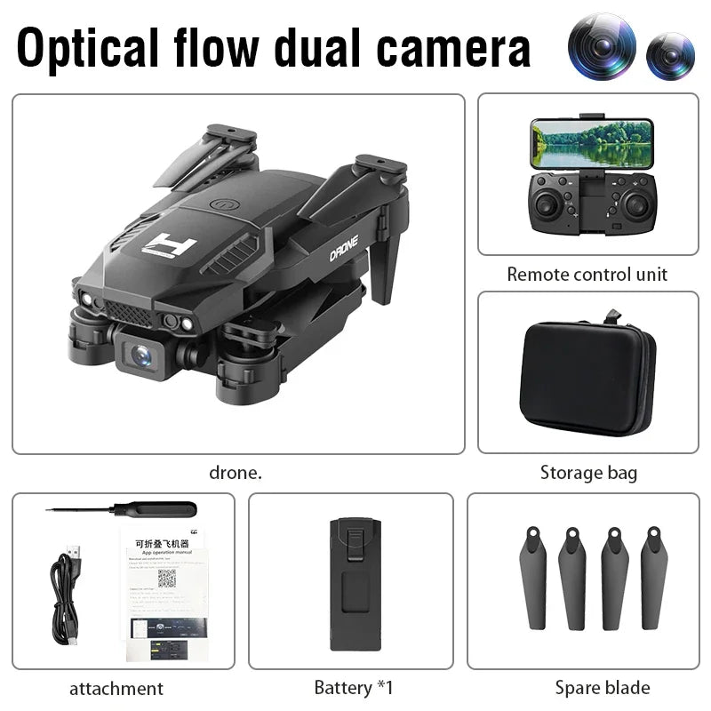 H4 Remote Control Drone 4K HD Dual Camera – WiFi FPV Foldable Quadcopter with One-Key Return | Kids Gift Toy