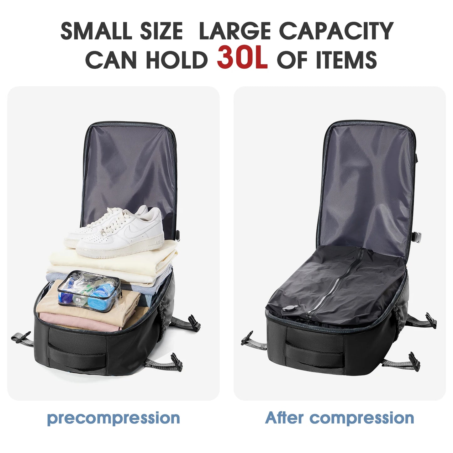 Vacuum Backpack Travel Bag – Large Capacity Expandable Business & School Laptop Backpack for Men & Women