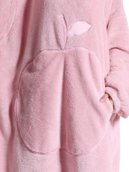 Women’s Oversized Wearable Blanket Hoodie – Winter Warm Thick Pajama with Sleeves