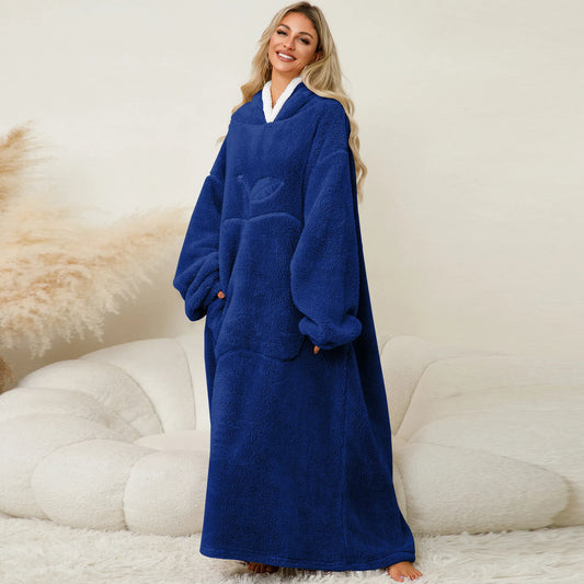 Women’s Oversized Wearable Blanket Hoodie – Winter Warm Thick Pajama with Sleeves