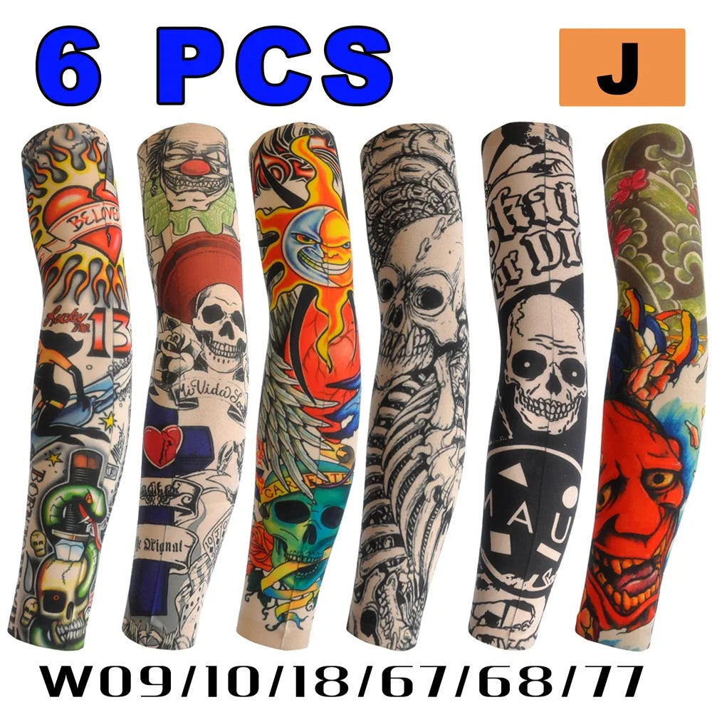6 PCS Tattoo Sleeves for Men & Women – Elastic Arm Covers for Outdoor, Sports & Party Style