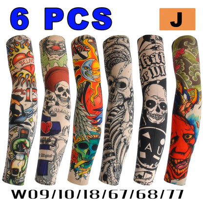6 PCS Tattoo Sleeves for Men & Women – Elastic Arm Covers for Outdoor, Sports & Party Style