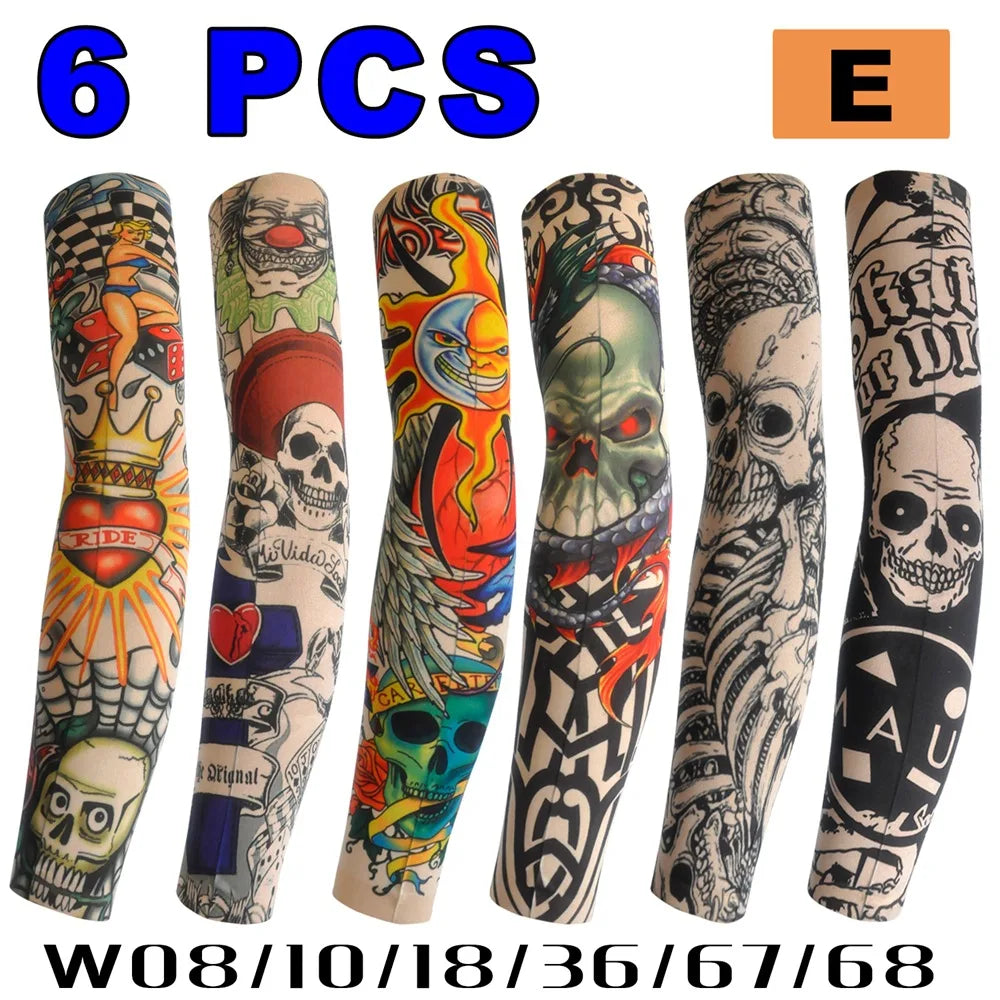 6 PCS Tattoo Sleeves for Men & Women – Elastic Arm Covers for Outdoor, Sports & Party Style