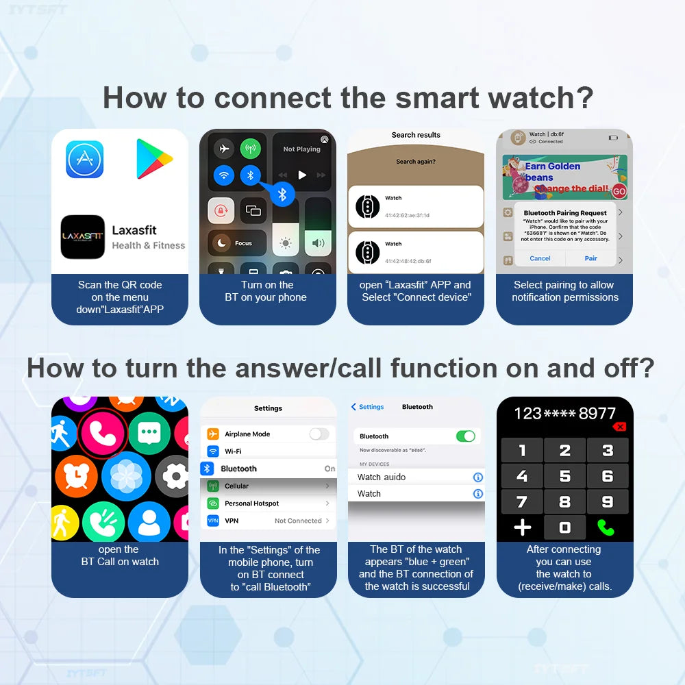 Smart Watch 2.01" HD Screen – Bluetooth Calling, LED Flashlight & Fitness Tracker for Men & Women