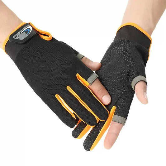 Summer Breathable Fishing Gloves – 2 Finger Cut Touchscreen Anti-Slip Sun-Proof Gloves for Men & Women