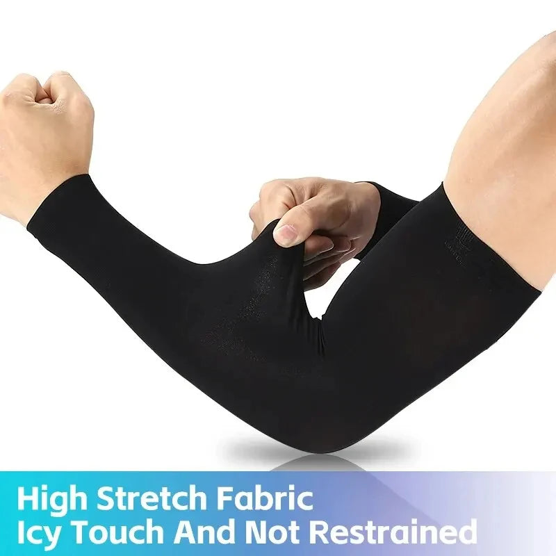 Ice Silk Sports Arm Sleeves – UV Protection Cooling Sleeves for Cycling, Running, Gym & Outdoor Travel