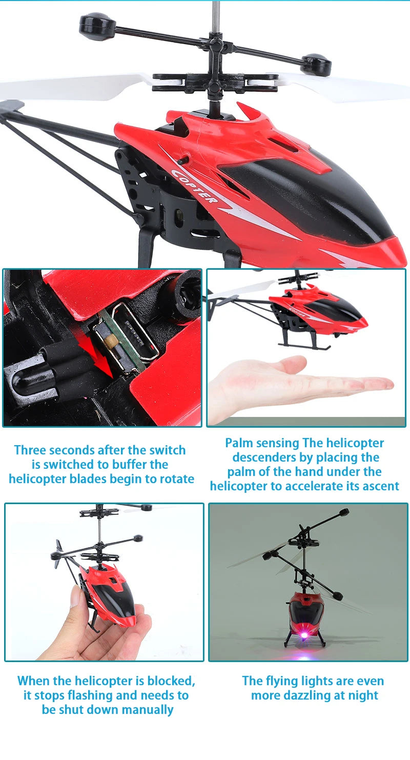 Mini Rechargeable RC Drone for Kids – Fall-Resistant Safe Remote Control Helicopter Toy (No Remote Battery)