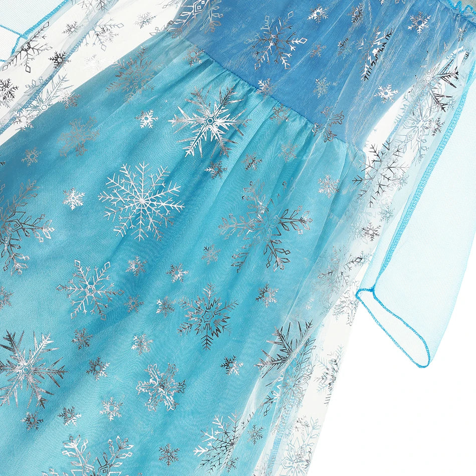 Girls Elsa Princess Dress – Frozen Snow Queen Costume for Kids 2025 Carnival & Party