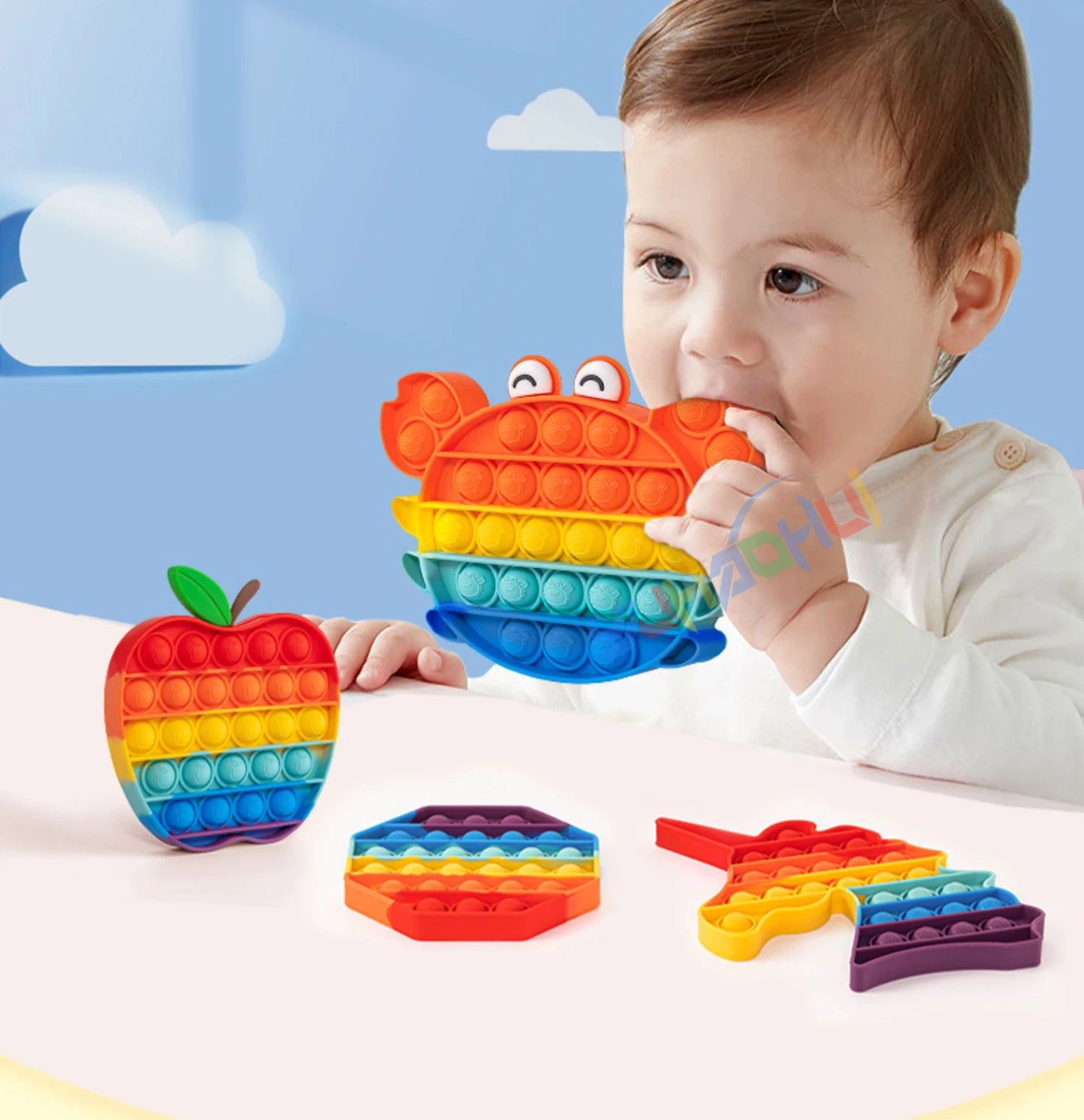 Rainbow Pop Push Bubble Fidget Toy – Stress Relief Sensory Toy for Kids & Adults