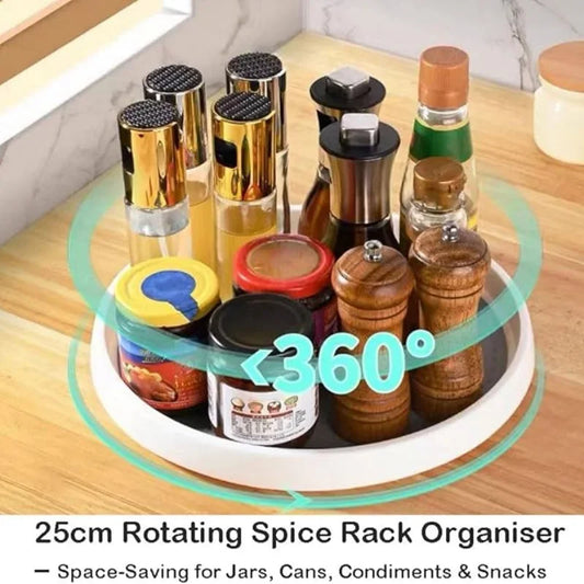 360° Turntable Lazy Susan Spice Organizer – Rotating Kitchen Rack