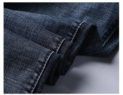 Wthinlee Men’s Business Jeans – Classic Straight Stretch Denim Trousers in Blue & Black