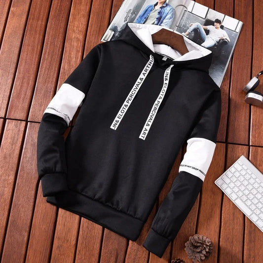 Men’s Casual Letter Print Hoodie – Long Sleeve Hip Hop Pullover Sweatshirt for Spring Sports & Streetwear  Description