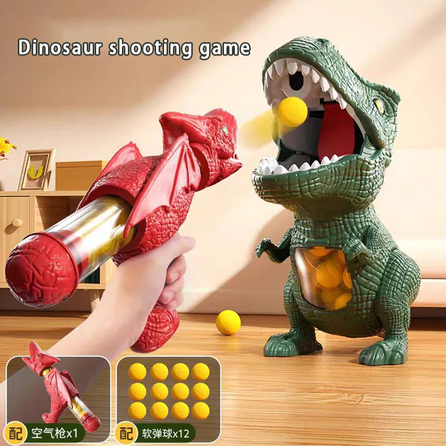 Dinosaur Shooting Tyrannosaurus Rex Toy – Soft Bullet Gun with Balls | Interactive Puzzle Toy for Kids & Parents