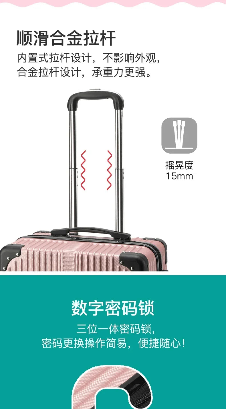 Travel Boarding Suitcase – Japanese-Style Retro Lightweight Trolley Case with Password Lock, Student Carry-On Luggage