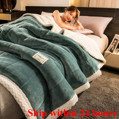 Winter Warm Blankets for Bed – 3 Layers Thick Flannel Quilt | Soft & Comfortable Bedding