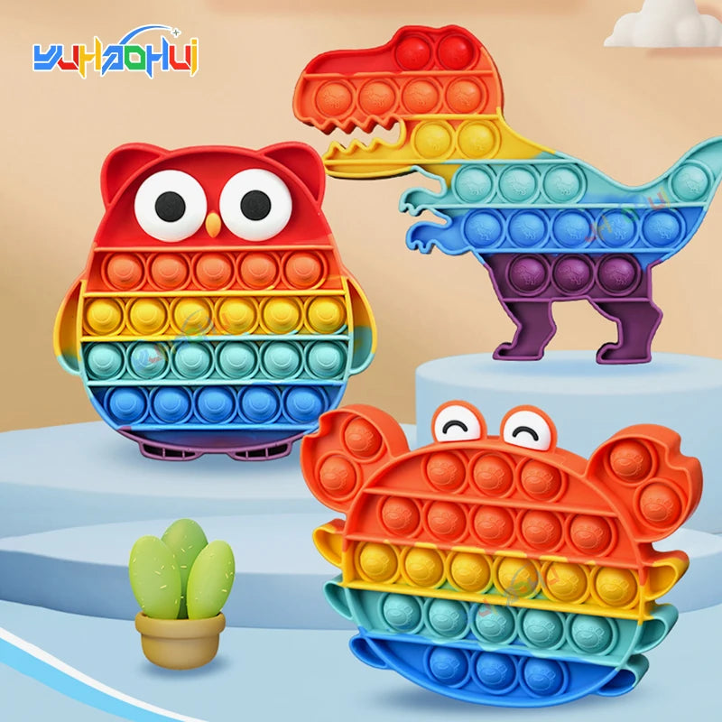 Rainbow Pop Push Bubble Fidget Toy – Stress Relief Sensory Toy for Kids & Adults