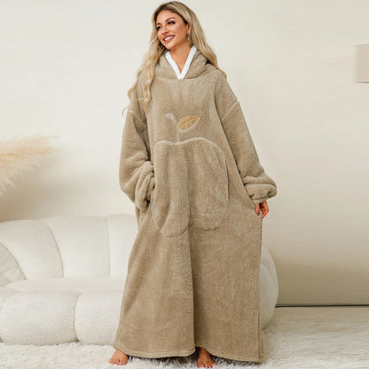 Women’s Oversized Wearable Blanket Hoodie – Winter Warm Thick Pajama with Sleeves