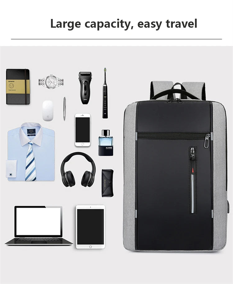 Waterproof Business Backpack for Men – USB Charging 15.6” Laptop Bag, Large Capacity School & Travel Backpack
