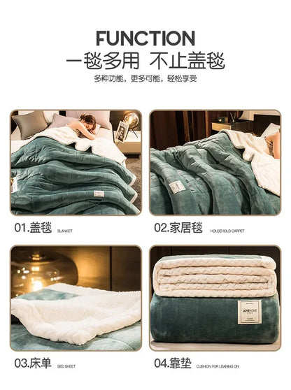 Winter Warm Blankets for Bed – 3 Layers Thick Flannel Quilt | Soft & Comfortable Bedding