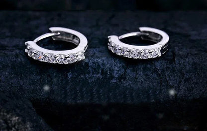925 Sterling Silver Zircon Hoop Earrings – Luxury 10mm Circle Earrings for Women & Girls Wedding Party Jewelry