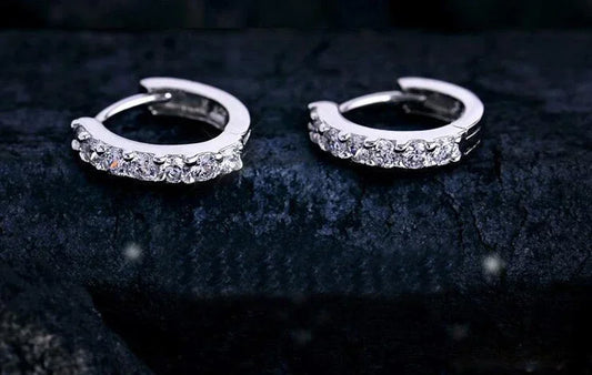 925 Sterling Silver Zircon Hoop Earrings – Luxury 10mm Circle Earrings for Women & Girls Wedding Party Jewelry