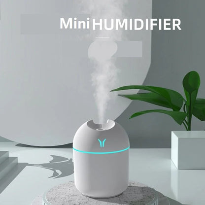 Air Humidifier & Essential Oil Diffuser – Ultrasonic Mute Mist Maker with LED Color Lamp for Home & Car
