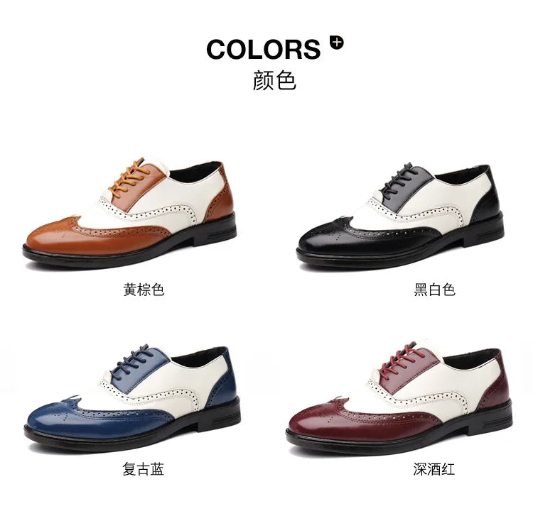 Italian Men’s Oxford Dress Shoes – Elegant Classic Brogue Formal Shoes for Business & Fashion (Zapatos Formales De Hombre)