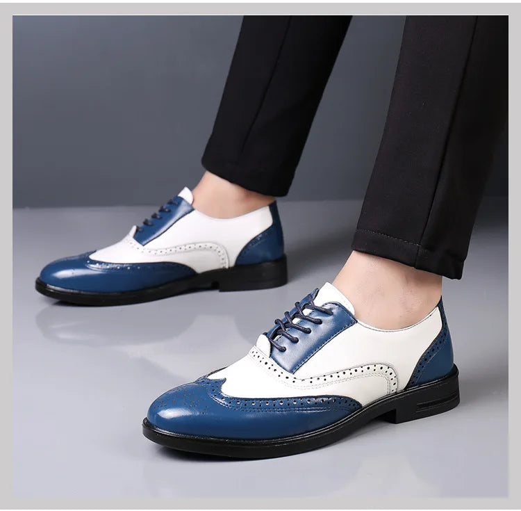 Italian Men’s Oxford Dress Shoes – Elegant Classic Brogue Formal Shoes for Business & Fashion (Zapatos Formales De Hombre)