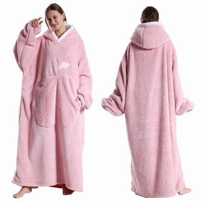 Women’s Oversized Wearable Blanket Hoodie – Winter Warm Thick Pajama with Sleeves