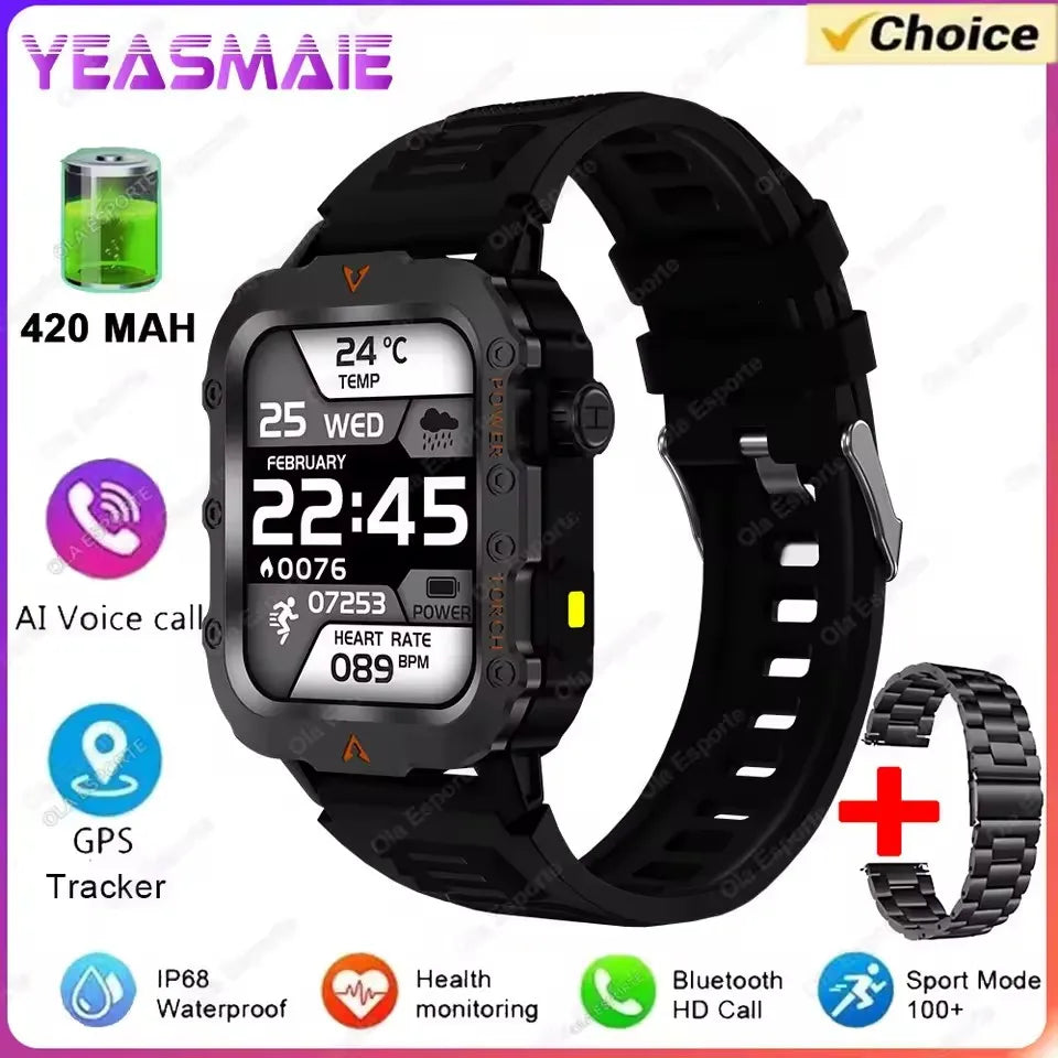 Men’s Military Outdoor GPS Sports Smart Watch – Heart Rate, Sleep Monitor & Waterproof Fitness Watch for iOS & Android