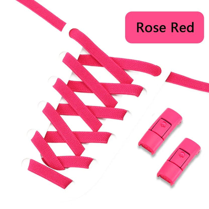 Elastic No-Tie Shoe Laces with Press Lock – 8MM Flat Shoelaces for Sneakers, Kids & Adults