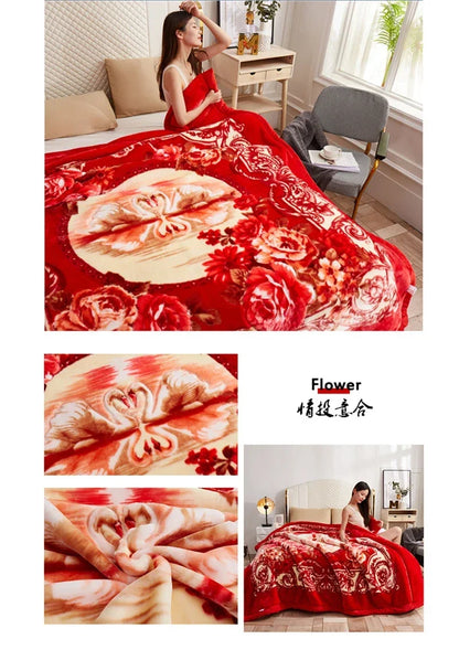 European Style Warm Raschel Blanket – Thickened Weighted Winter Comforter & Double-Sided Duvet