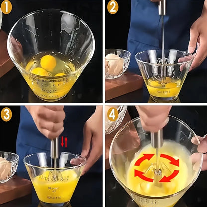 Stainless Steel Egg Beater – Semi-Automatic Hand Mixer for Baking & Cooking