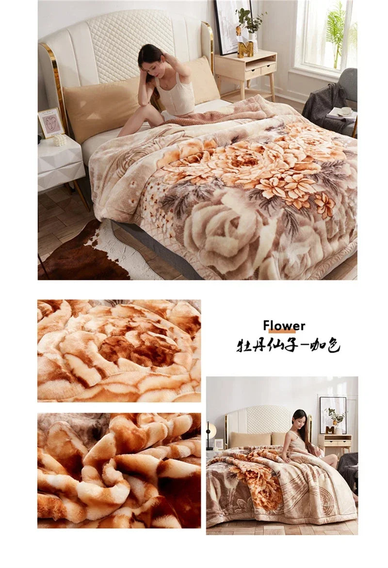 European Style Warm Raschel Blanket – Thickened Weighted Winter Comforter & Double-Sided Duvet