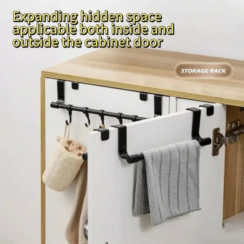 Stainless Steel Door Back Towel Rack – Multi-Purpose Kitchen & Home Holder
