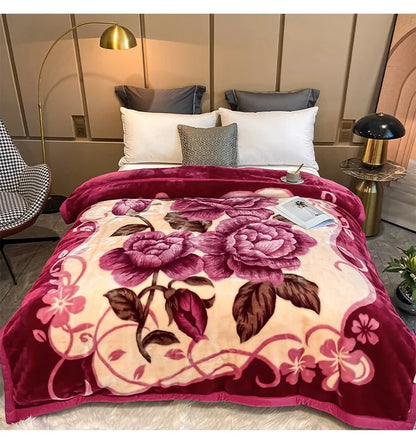 Winter Double Layer Raschel Blanket – Thick Warm Heavy Fluffy Fleece Quilt 150x200cm