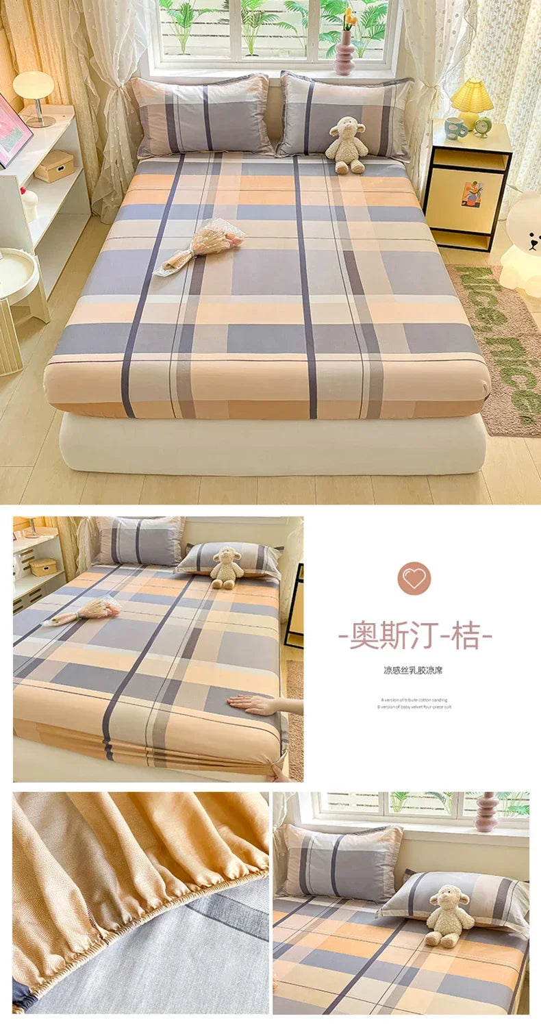100% Cotton Bed Sheet | Cute Dinosaur Print | Elastic Fitted Mattress Cover | Kids Cartoon Bedding (No Pillowcase)