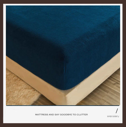 WOSTAR Winter Warm Plush Fitted Sheet | Elastic Mattress Cover | Fluffy Flannel Bed Linen | Couple Luxury Double Bed Bedding 160x200