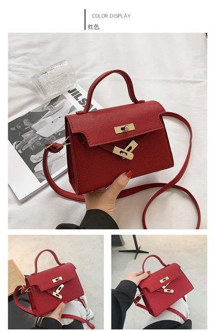 Style Women’s Shoulder Bag with Lock Closure – Trendy Embossed Crossbody Bag for Women