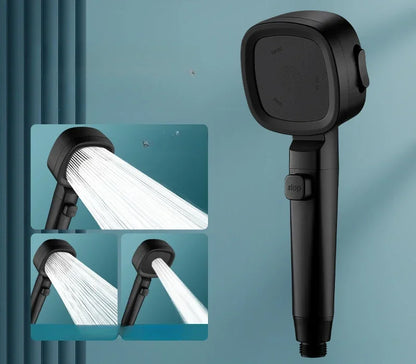 High Pressure 3-Mode Shower Head | Water Saving Adjustable Shower Head with One-Key Stop & Massage Spray