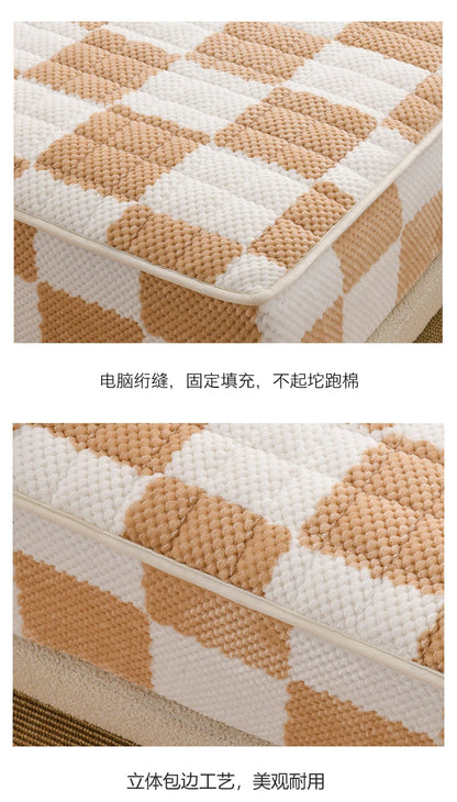 Winter Fleece Mattress Protective Cover | Thickened Milk Fleece Fitted Sheet | Padded Plaid 3-Piece Set