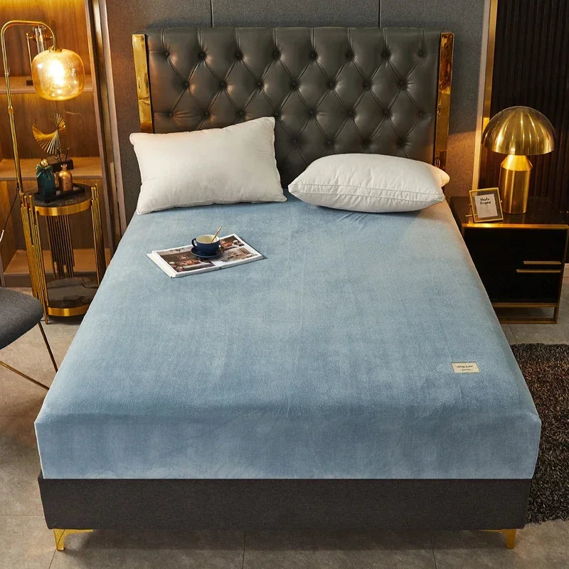 Soft Warm Thick Velvet Fitted Sheet – High Quality Non-Slip Elastic Mattress Cover & Adjustable Bed Protector