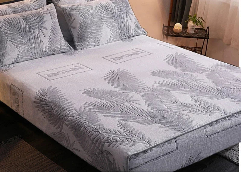 Winter Thermal Velvet Fleece Fitted Sheet – Fluffy Flannel Double Bed Mattress Protector Cover, Elastic Bed Linen 150