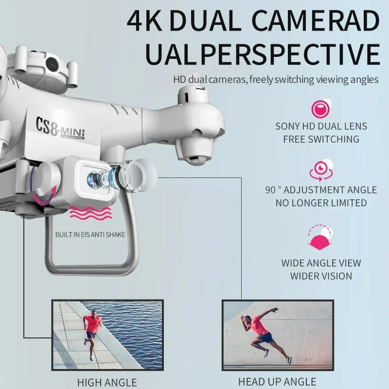 CS8 Mini Drone 4K HD Dual Camera – Professional Quadcopter with Obstacle Avoidance & 360° RC ESC Control