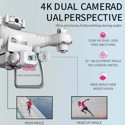 CS8 Mini Drone 4K HD Dual Camera – Professional Quadcopter with Obstacle Avoidance & 360° RC ESC Control