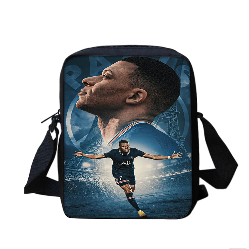 Football Sports School Backpack Set – Boys School Bag with Shoulder Bag & Pencil Case, Star Player Design, Best Gift