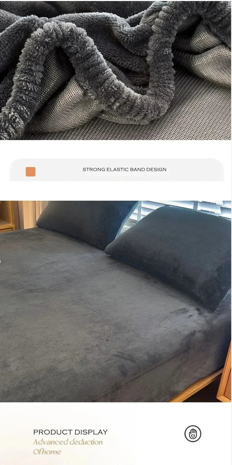 Soft Warm Plush Fitted Sheet – Elastic Mattress Cover Fluffy Coral Fleece Bed Linen for Winter, Luxury Double Bed Bedding