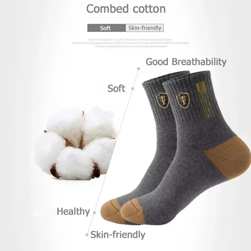 10 Pairs Breathable Cotton Sports Socks for Men – Bamboo Fiber Deodorant Business & Casual Socks