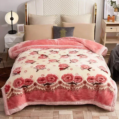 European Style Warm Raschel Blanket – Thickened Weighted Winter Comforter & Double-Sided Duvet