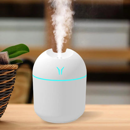 Air Humidifier & Essential Oil Diffuser – Ultrasonic Mute Mist Maker with LED Color Lamp for Home & Car